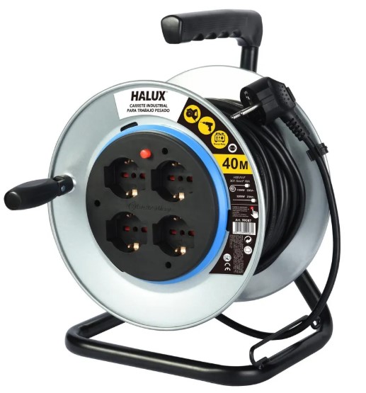 Carrete alargador schuko 40MTS 16AMP 4TOMAS 200V