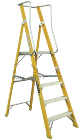 Escalera f. vidrio c/plataforma 5 peld. 1.40 mts. magna