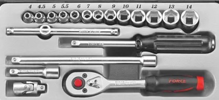 Jgo. dado poligonal largo (mm) 1/2"s []1/4" 4-14 mm. (2203)